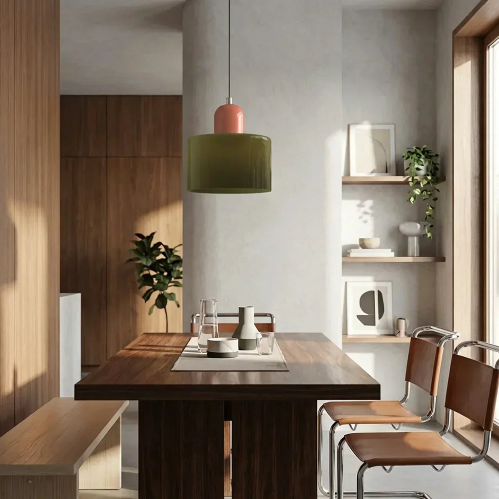 Glazen plafondlamp met verzonken montage en zachte gekleurde kap | Rosalyssa