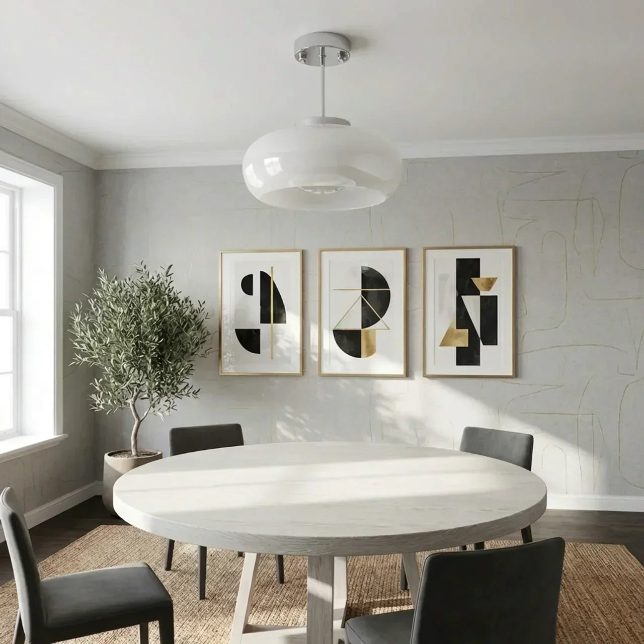 Bauhaus Glass Ceiling Light, Disc Form Light Fixture | Rosalyssa