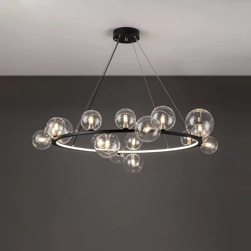 Elara bobleglass lysekrone aluminiumramme håndlaget glass 90-260V LED-pærer inkludert