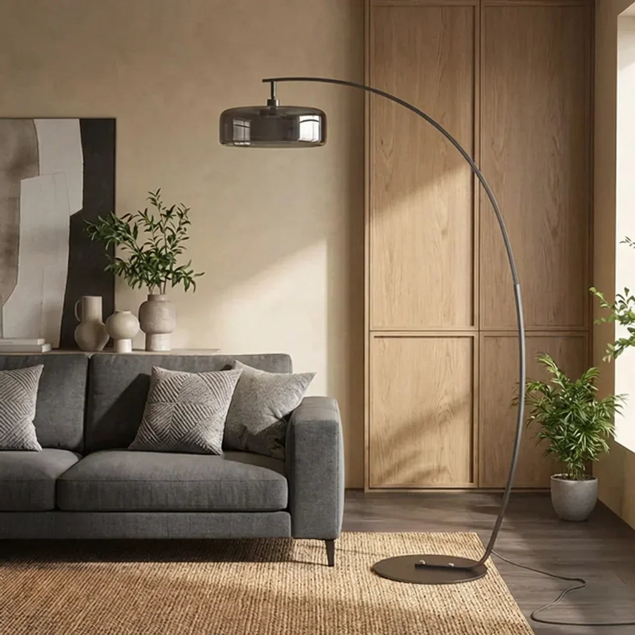 Arched Glass Floor Lamp For Modern Living Spaces And Ambience | Rosalyssa