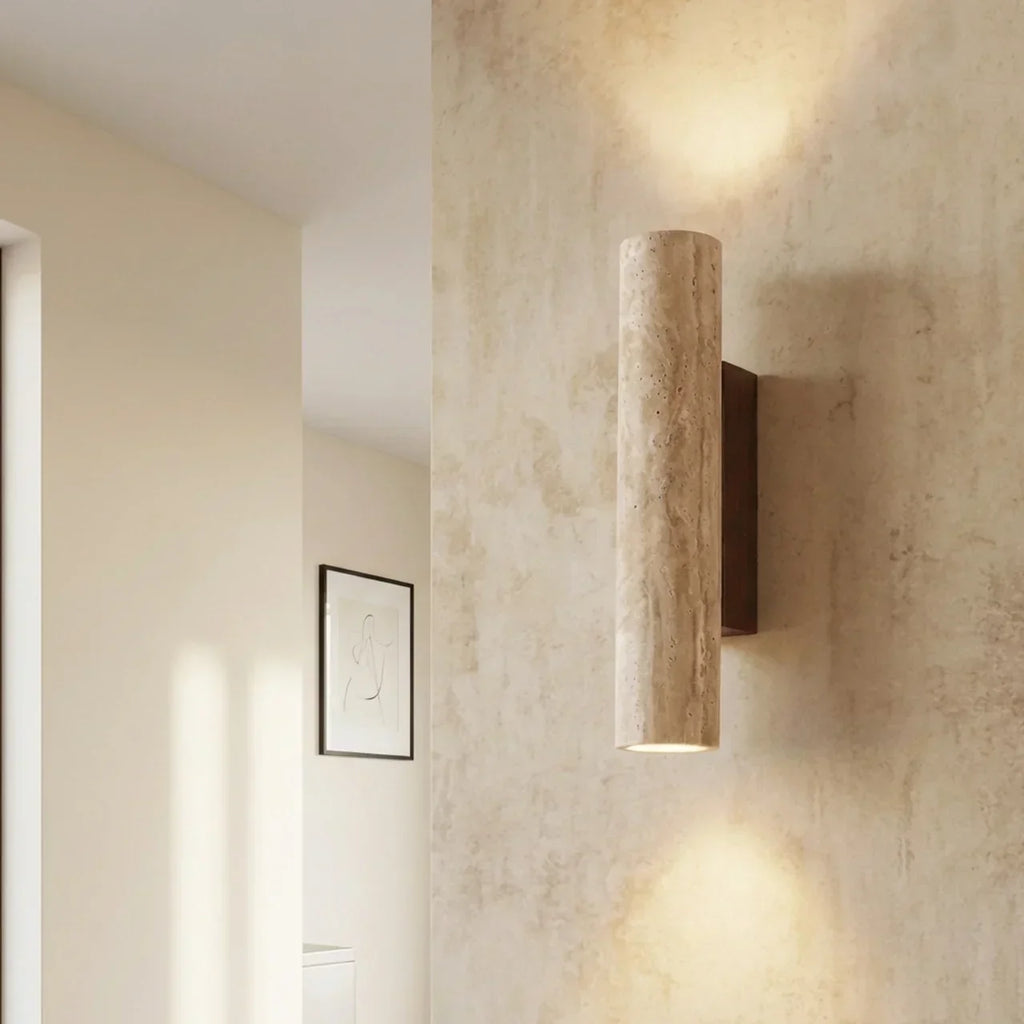 Travertine Vertical Wall Light With Up-Down LED For Indoor Use | Rosalyssa
