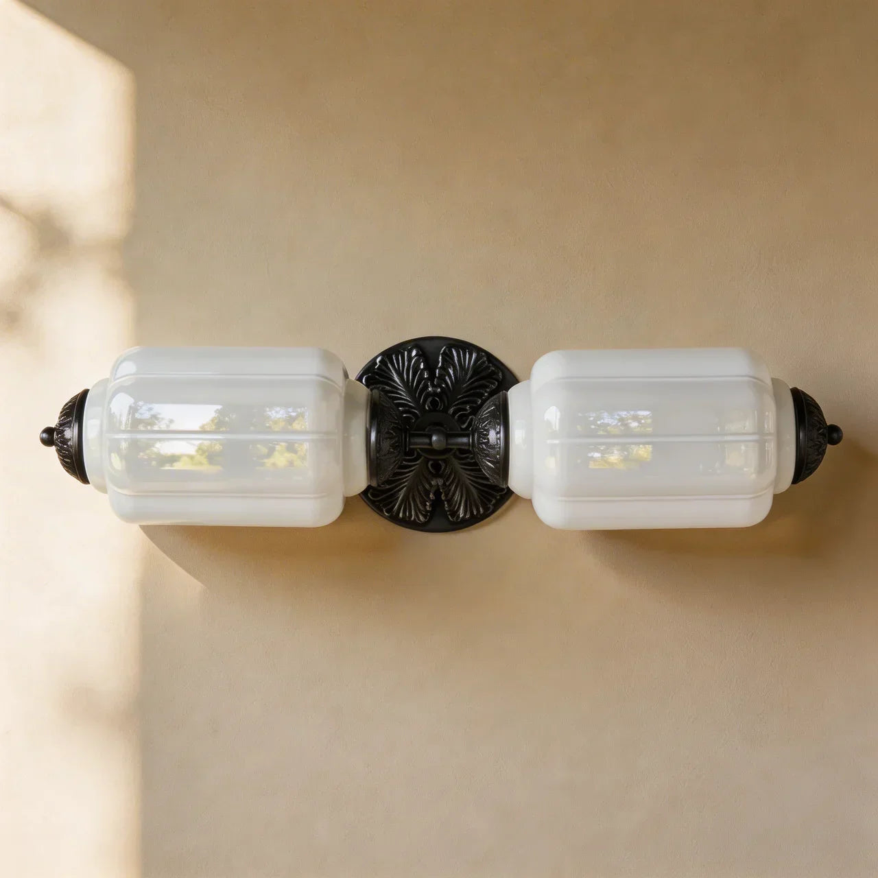 Vintage Art Deco Milk Glass Vanity Wall Light Fixture | Rosalyssa