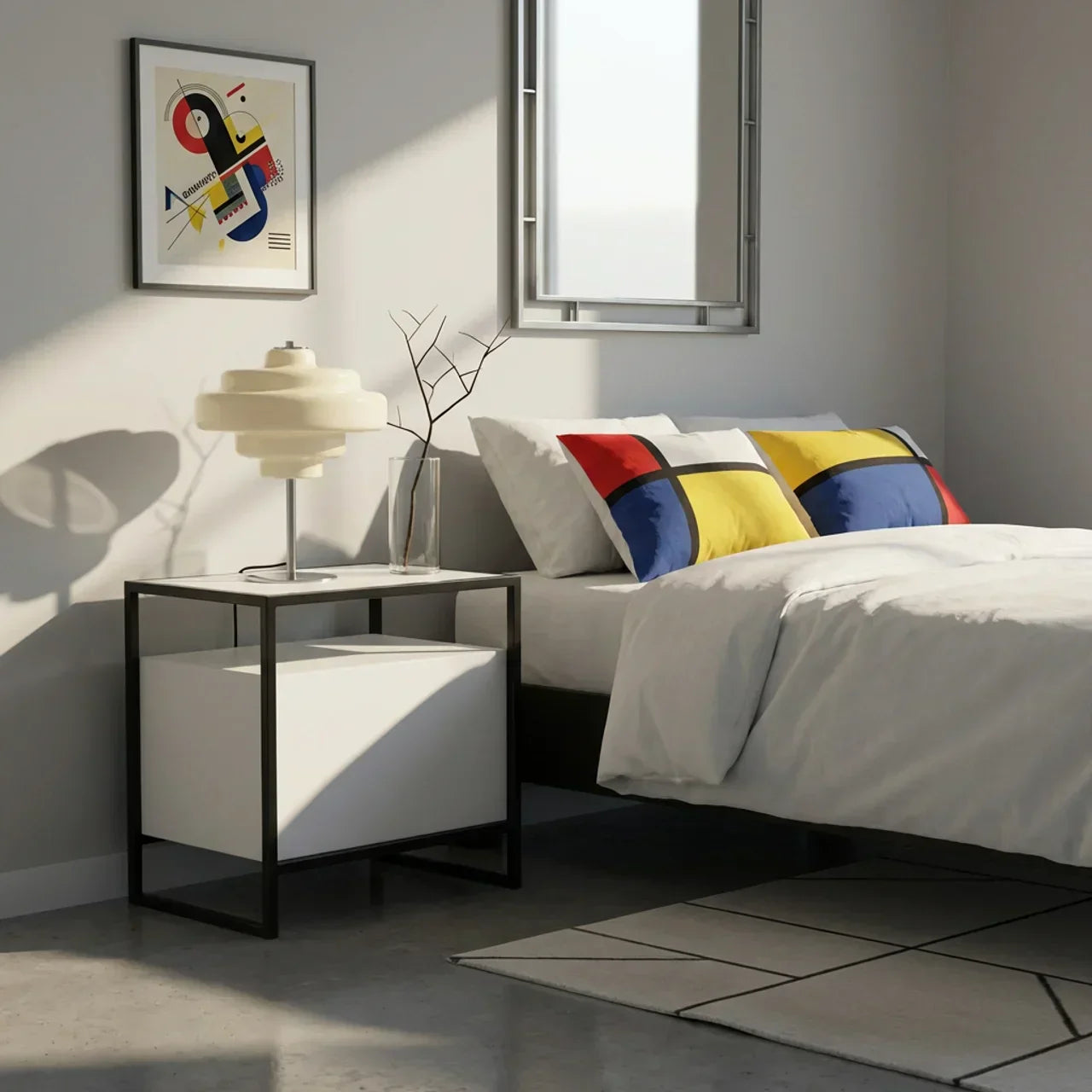 Barevná stolní lampa z barevného skla ve stylu Bauhaus | Rosalyssa