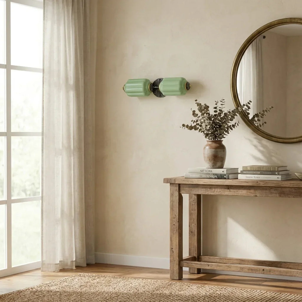 Vintage Art Deco Milk Glass Vanity Wall Light Fixture | Rosalyssa