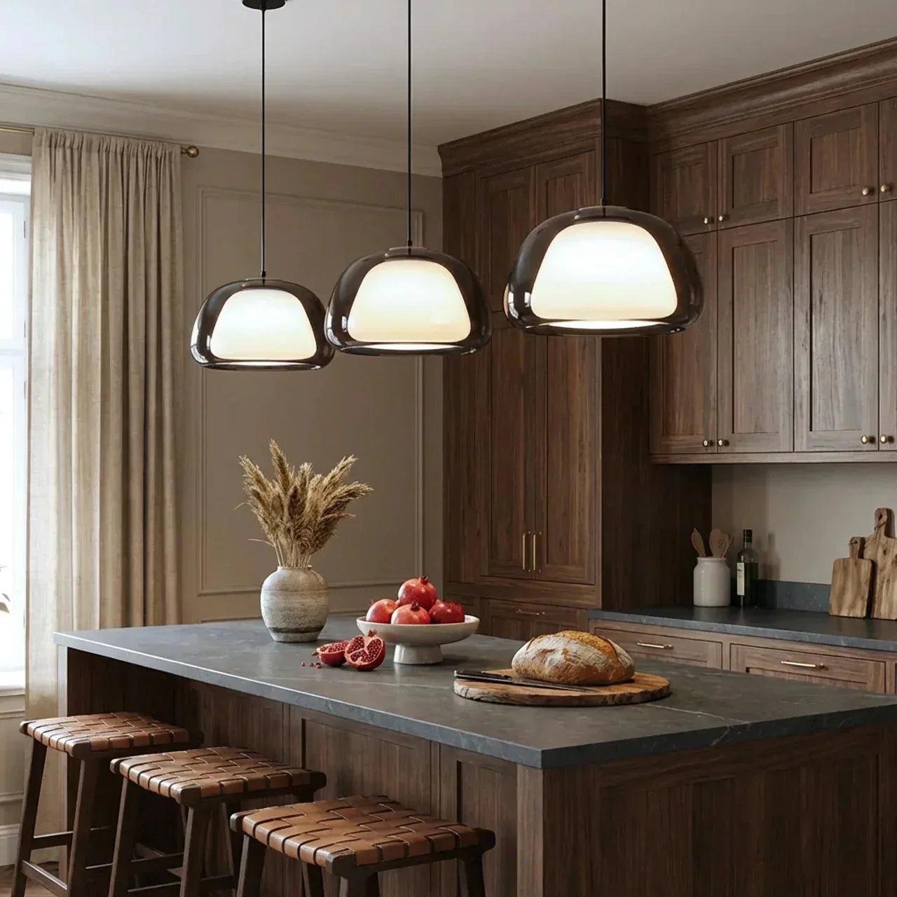 Oversized Glass Dome Ceiling Pendant Light with Tinted Shade | Rosalyssa