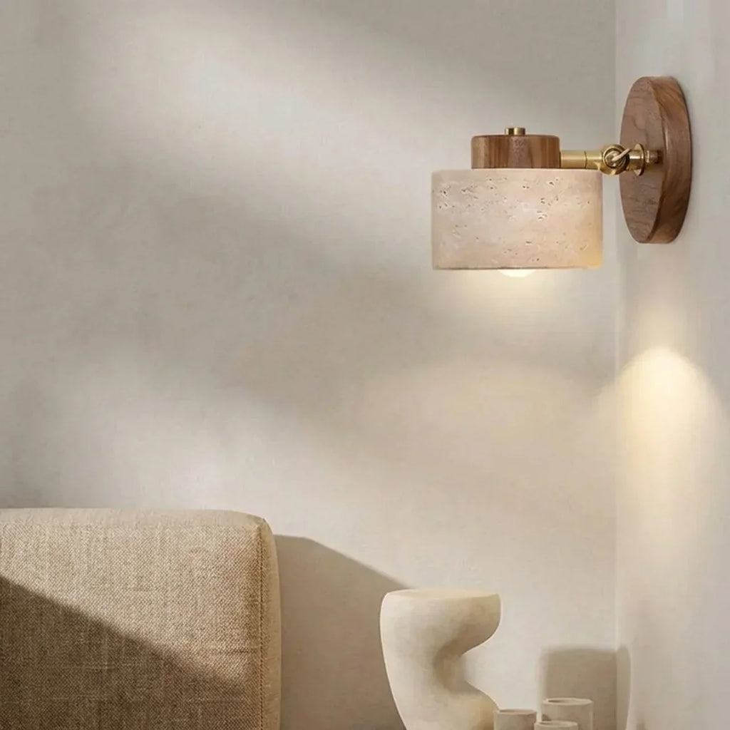 Travertin enkelt vegglampe med integrert LED-armatur | Rosalyssa