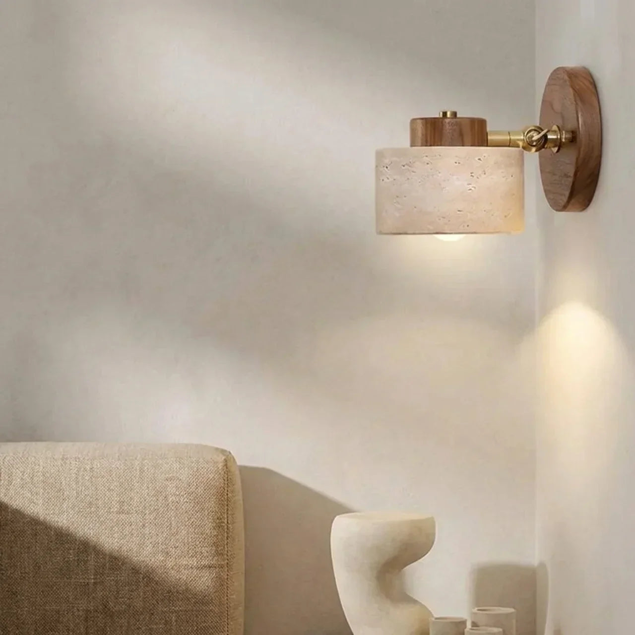 Travertin enkelt vegglampe med integrert LED-armatur | Rosalyssa
