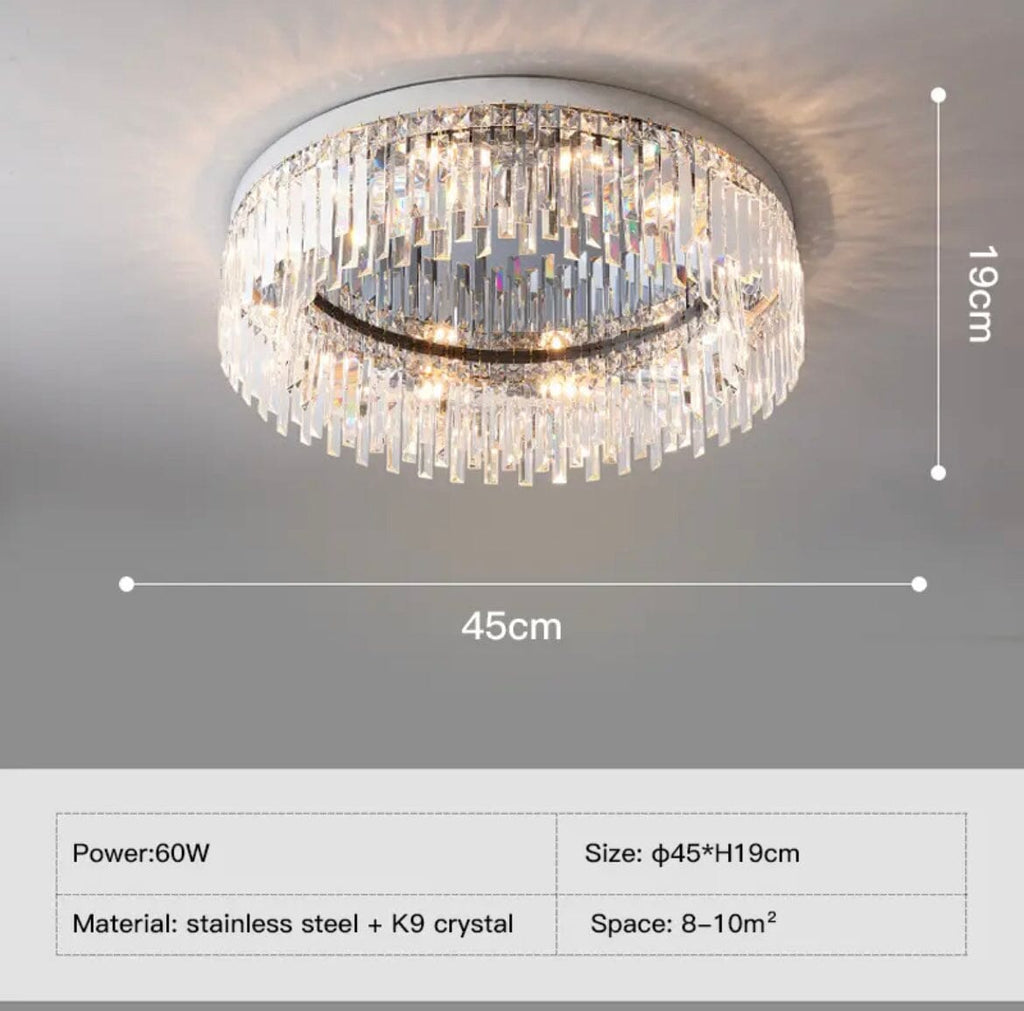 Empressa Crystal belysningskollektion med rustfrit stål og K9-krystaller