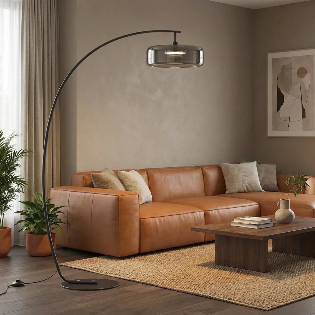Arched Glass Floor Lamp For Modern Living Spaces And Ambience | Rosalyssa