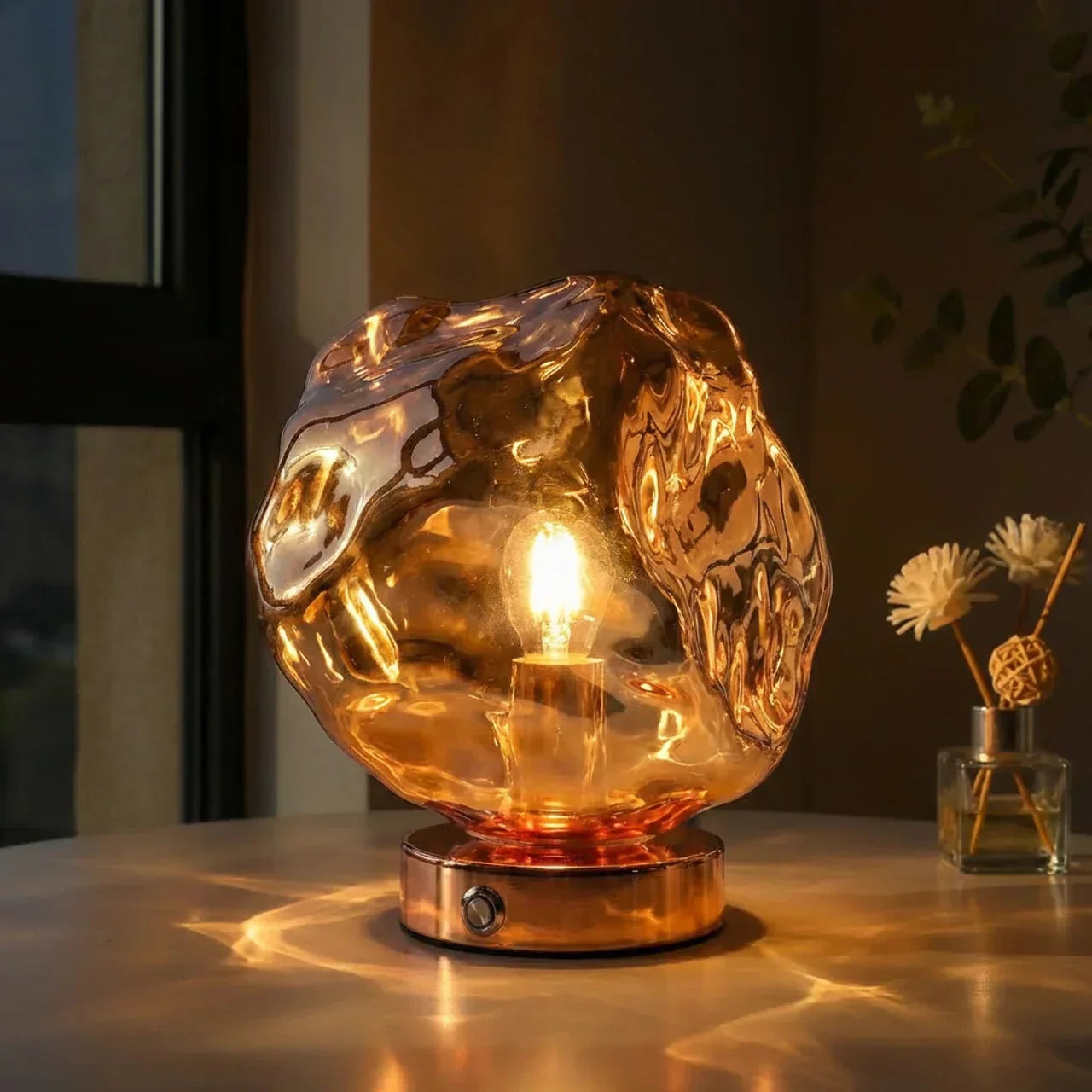 Organic Lava Glass Table Lamp For Interiors And Modern Decor | Rosalyssa