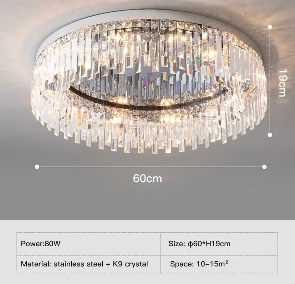 Empressa Crystal belysningskollektion med rustfrit stål og K9-krystaller