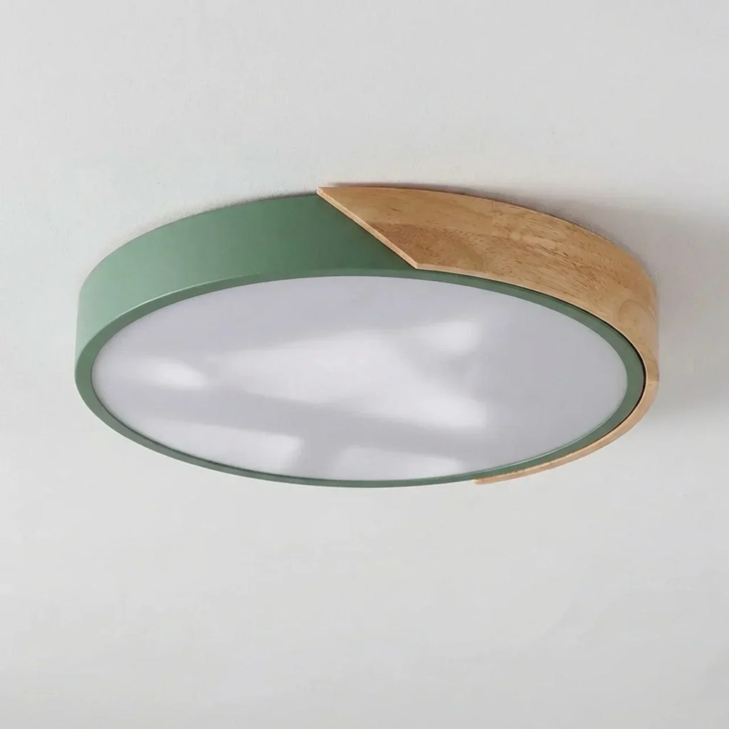 Round Wood Flush Mount LED Ceiling Light Design Fixture | Rosalyssa