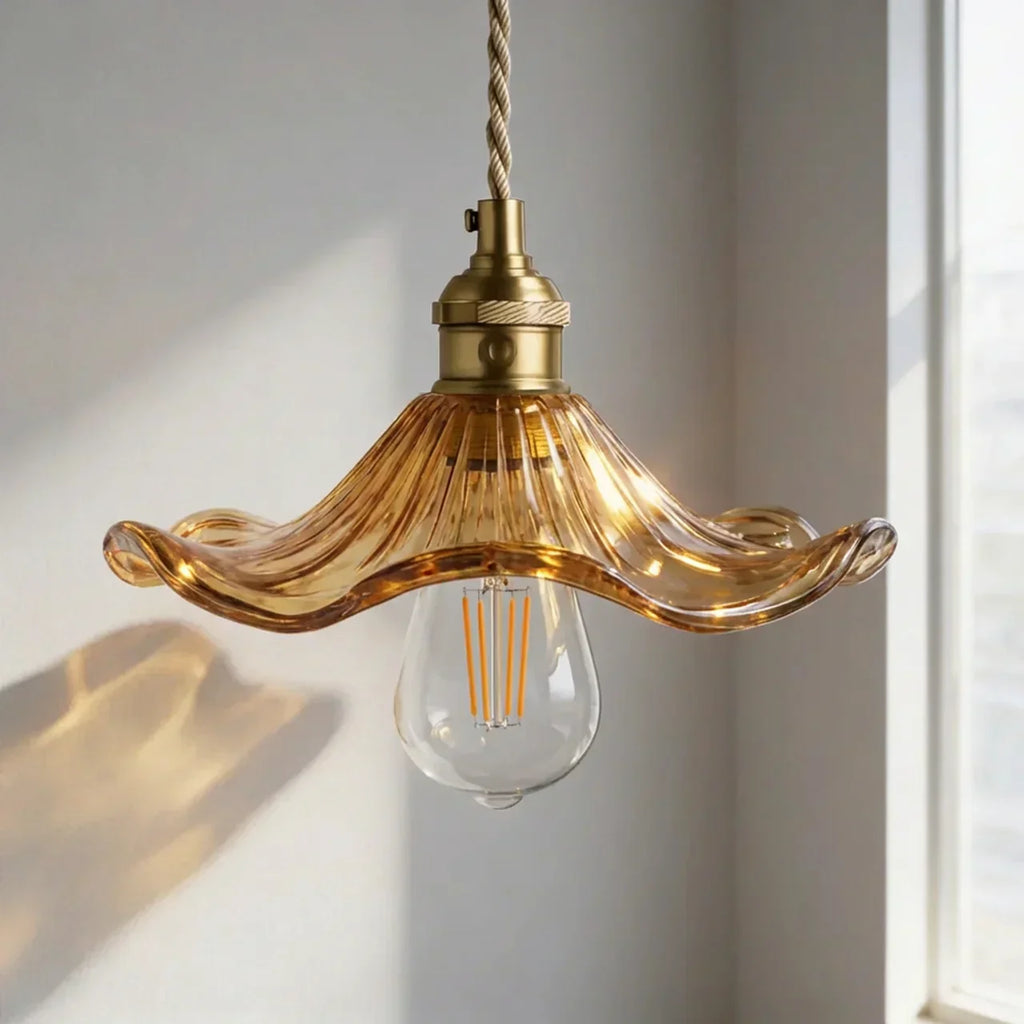 Art Deco bølget glasloftlampe til boligindretning | Rosalyssa