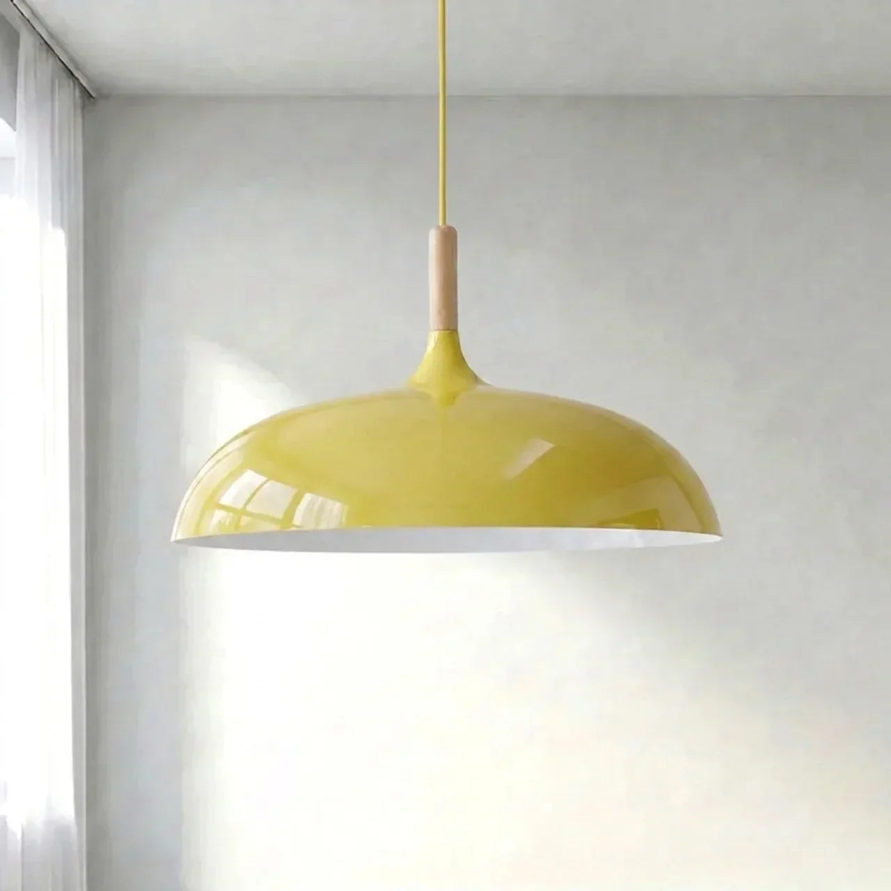 Pendant Light With Sculptural Shape Design In Metal And Wood | Rosalyssa