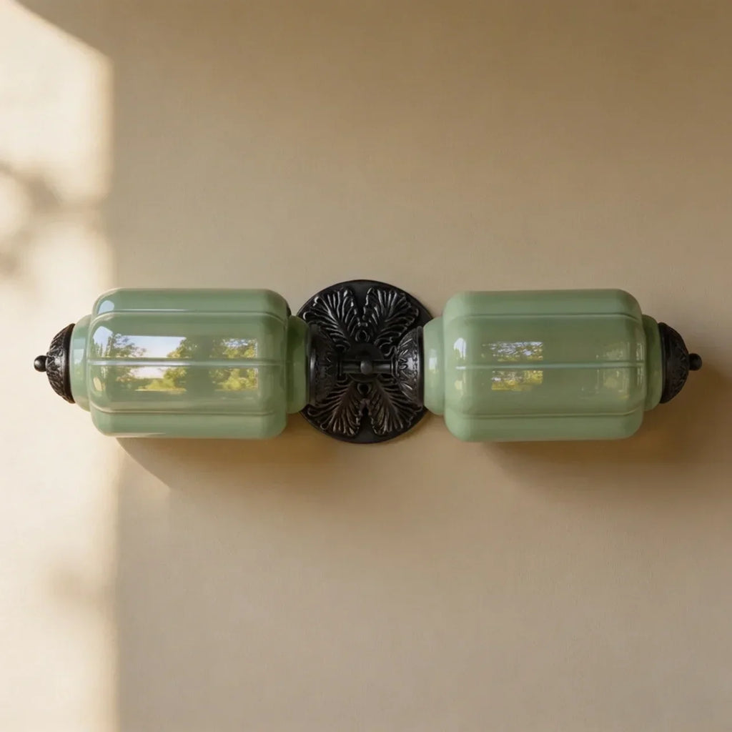 Vintage Art Deco Milk Glass Vanity Wall Light Fixture | Rosalyssa
