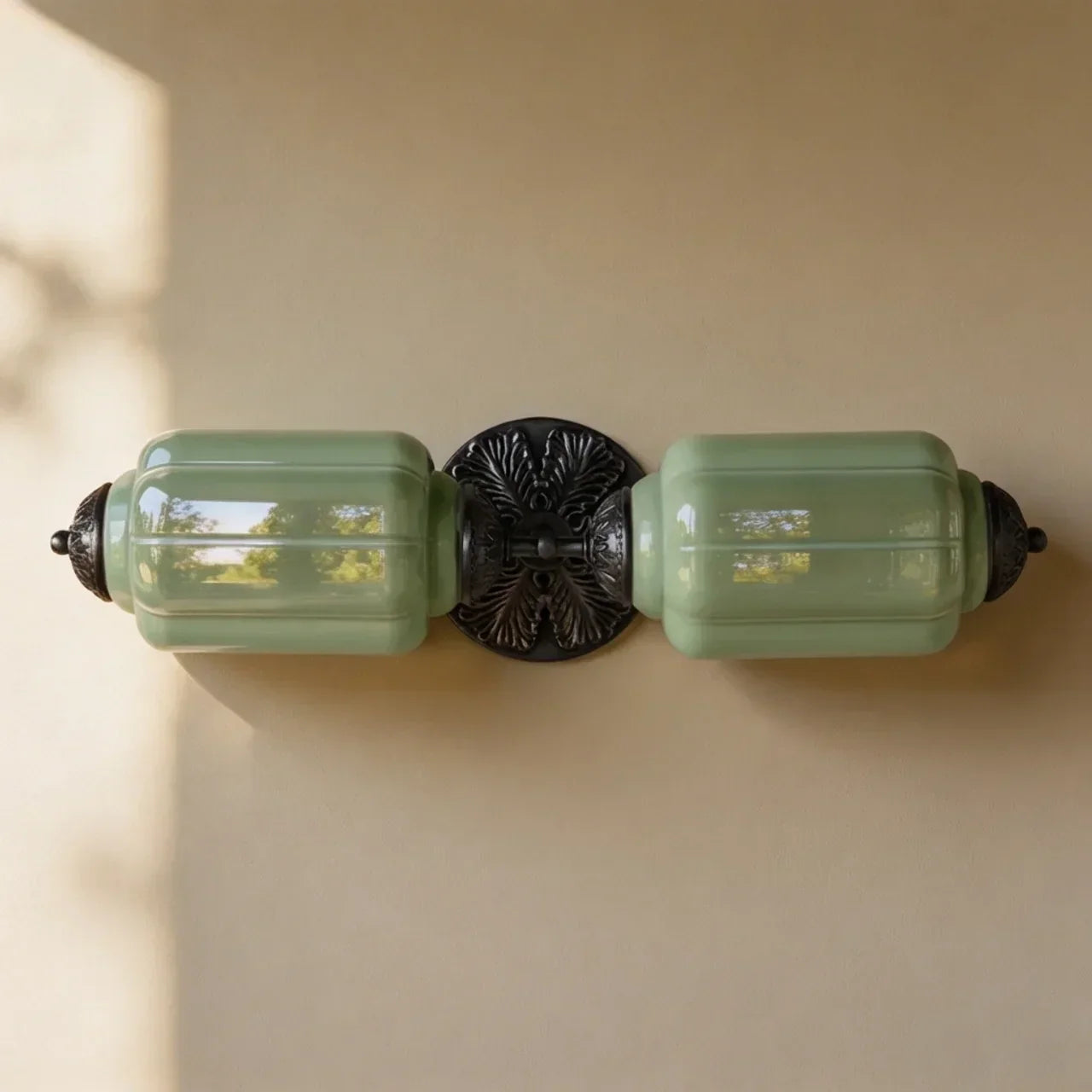 Vintage Art Deco Milk Glass Vanity Wall Light Fixture | Rosalyssa