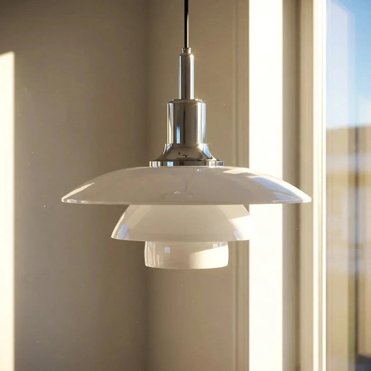 Compact Danish Layered Glass Pendant Light Fixture | Rosalyssa