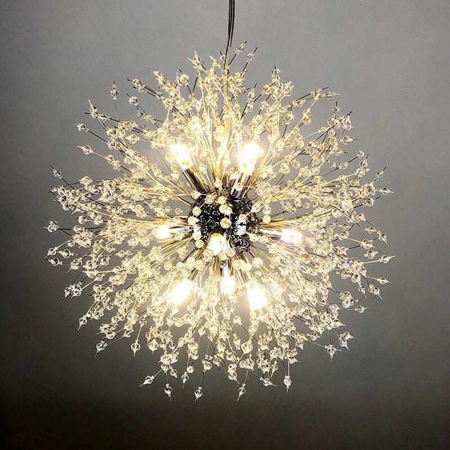 Dandelion Inspired Modern Pendant Light In Iron And Acrylic