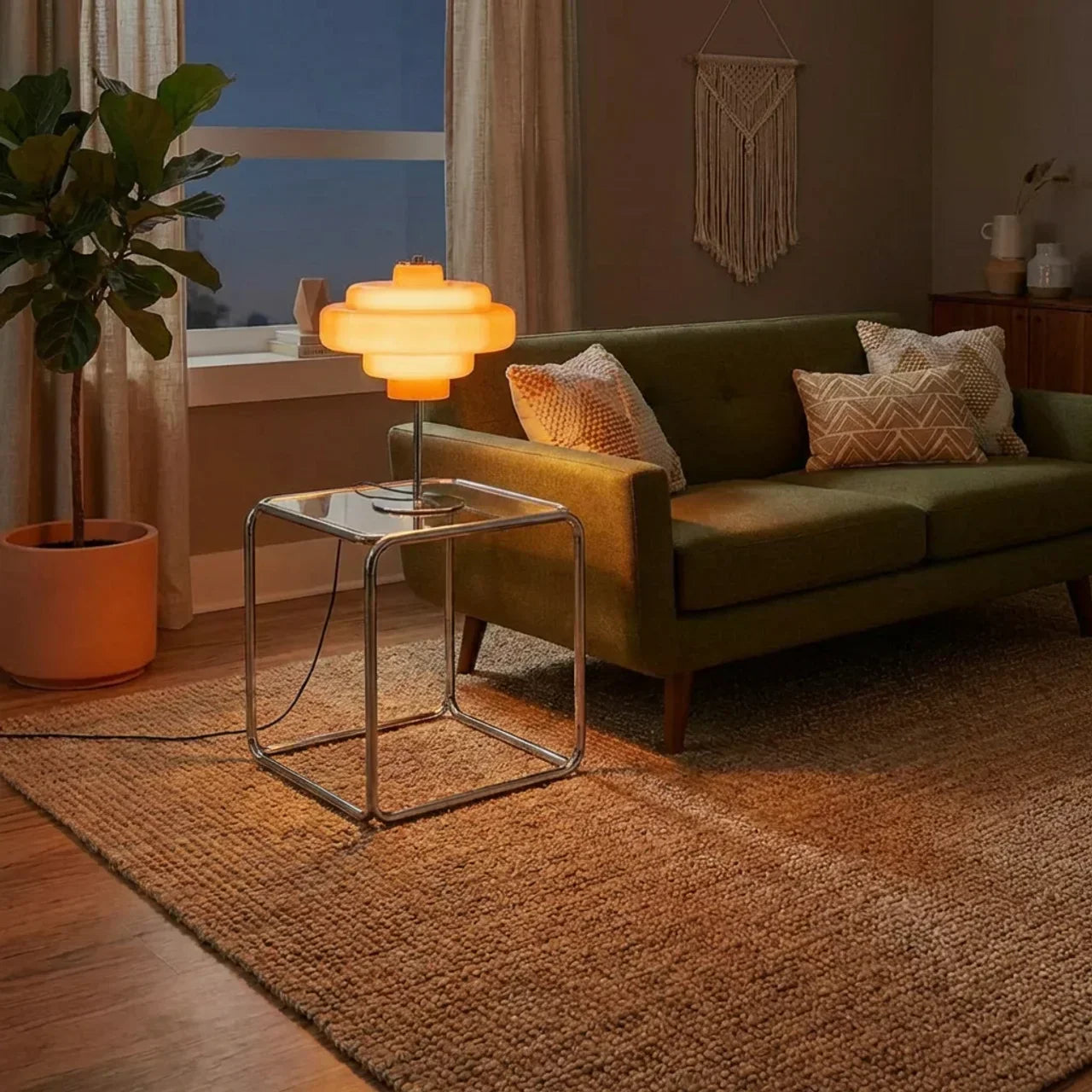 Barevná stolní lampa z barevného skla ve stylu Bauhaus | Rosalyssa