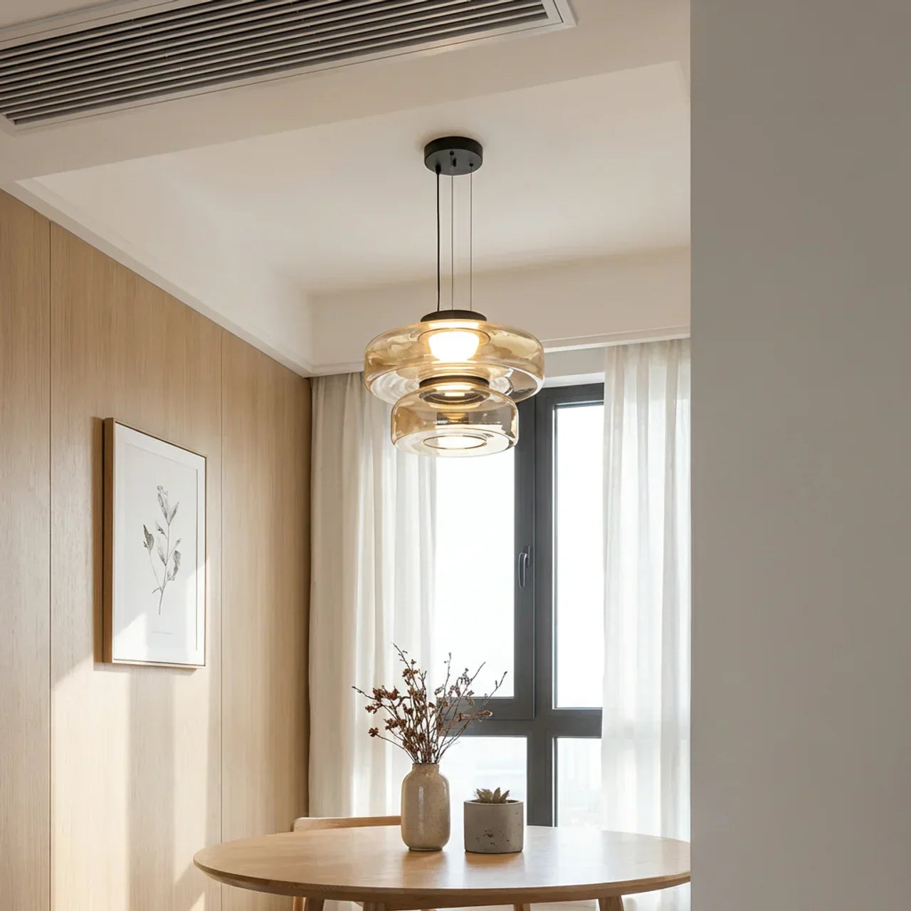 Tiered Glass Pendant Light With Integrated LED Bauhaus Style | Rosalyssa