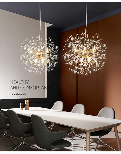 Dandelion Inspired Modern Pendant Light In Iron And Acrylic