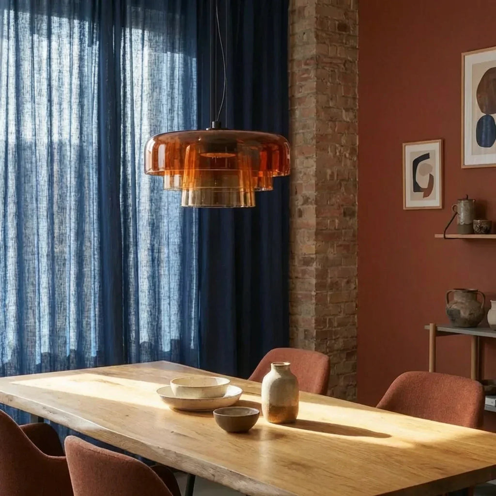 Tiered Coloured Glass Pendant Light In Bauhaus Style | Rosalyssa