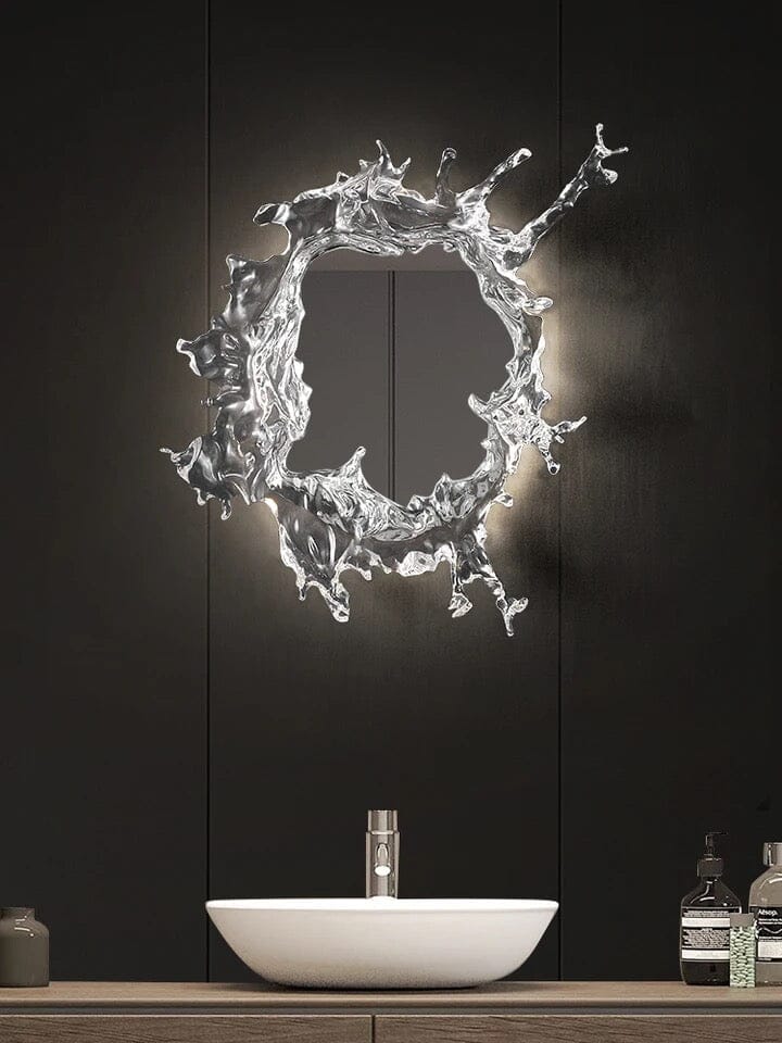 Wasserspritzer-LED-Spiegel mit warmem Licht und wasserdichtem Harz