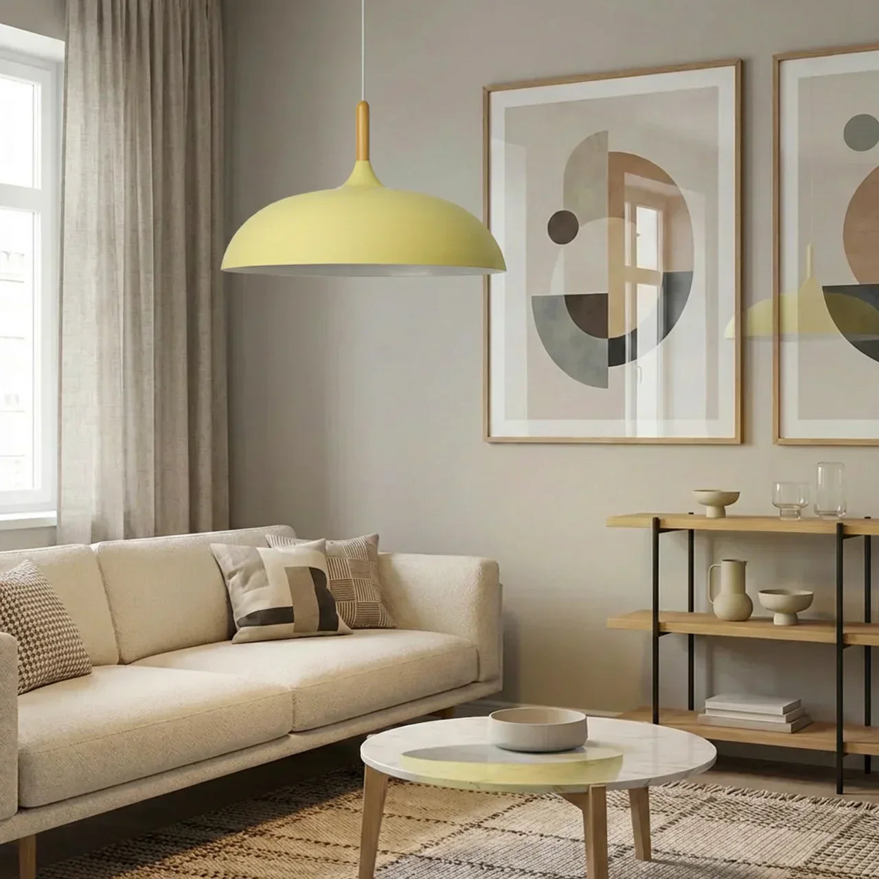 Pendant Light With Sculptural Shape Design In Metal And Wood | Rosalyssa