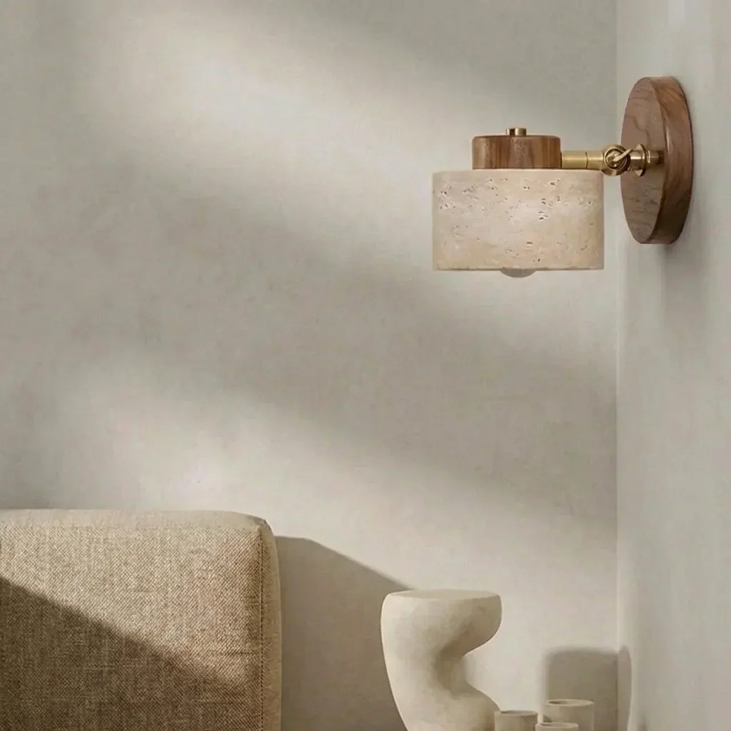 Travertin enkelt vegglampe med integrert LED-armatur | Rosalyssa