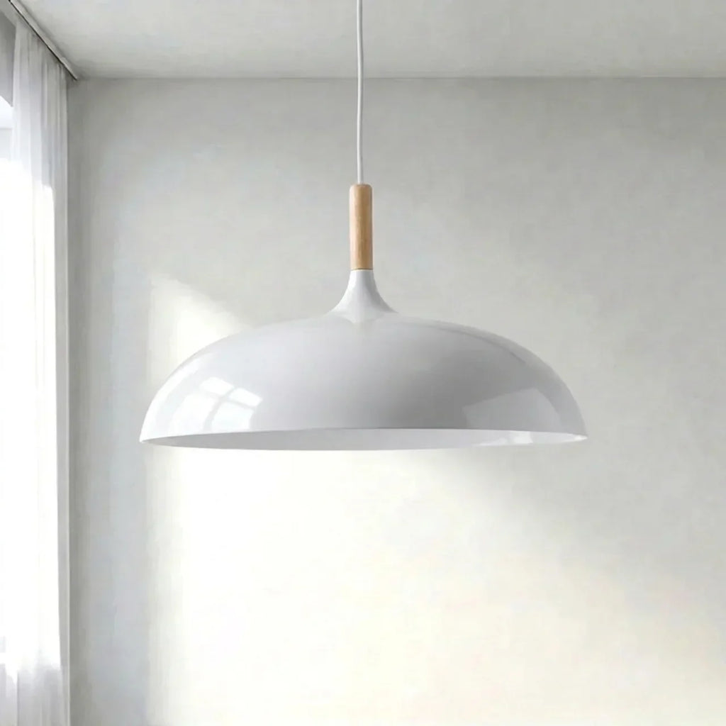 Pendant Light With Sculptural Shape Design In Metal And Wood | Rosalyssa