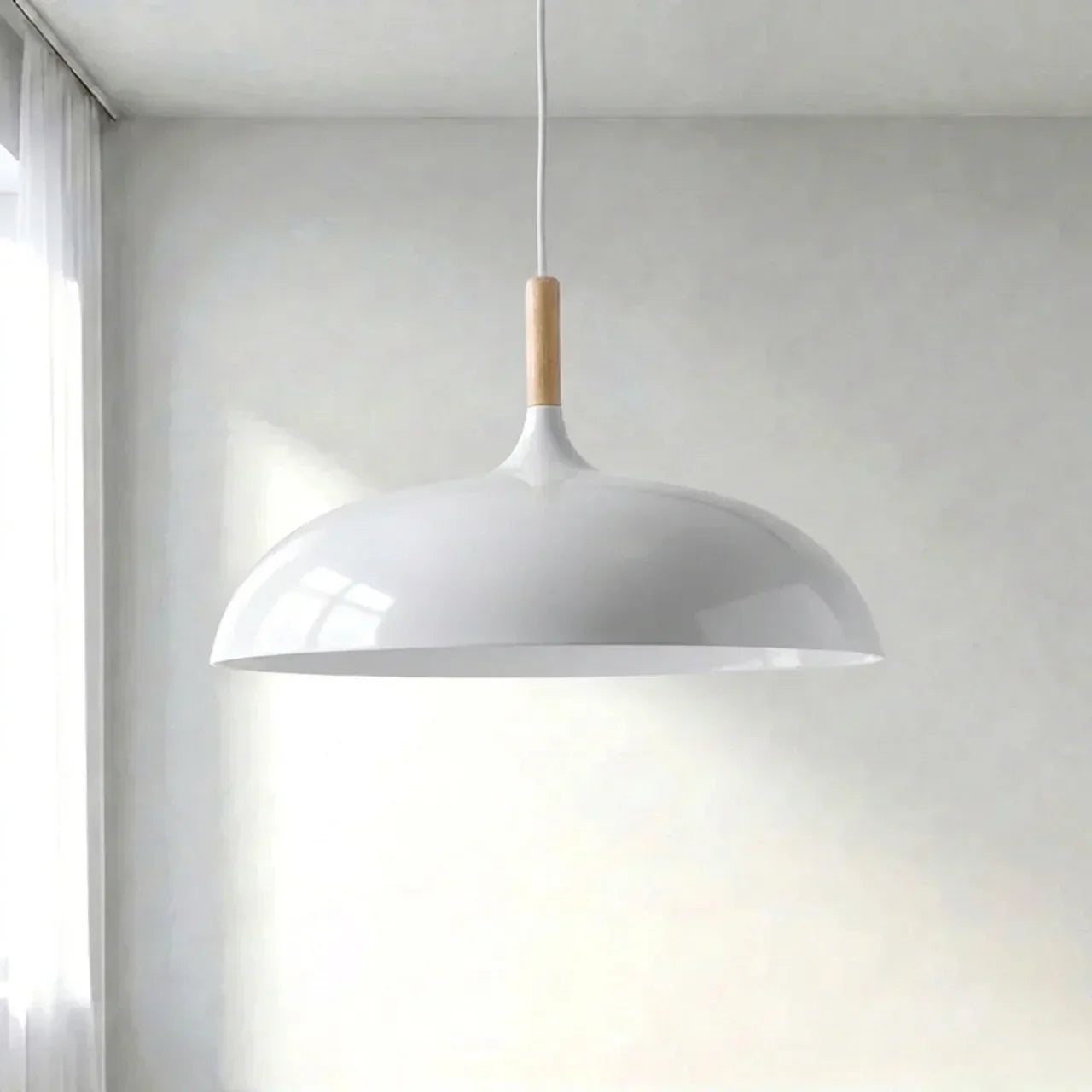 Pendant Light With Sculptural Shape Design In Metal And Wood | Rosalyssa
