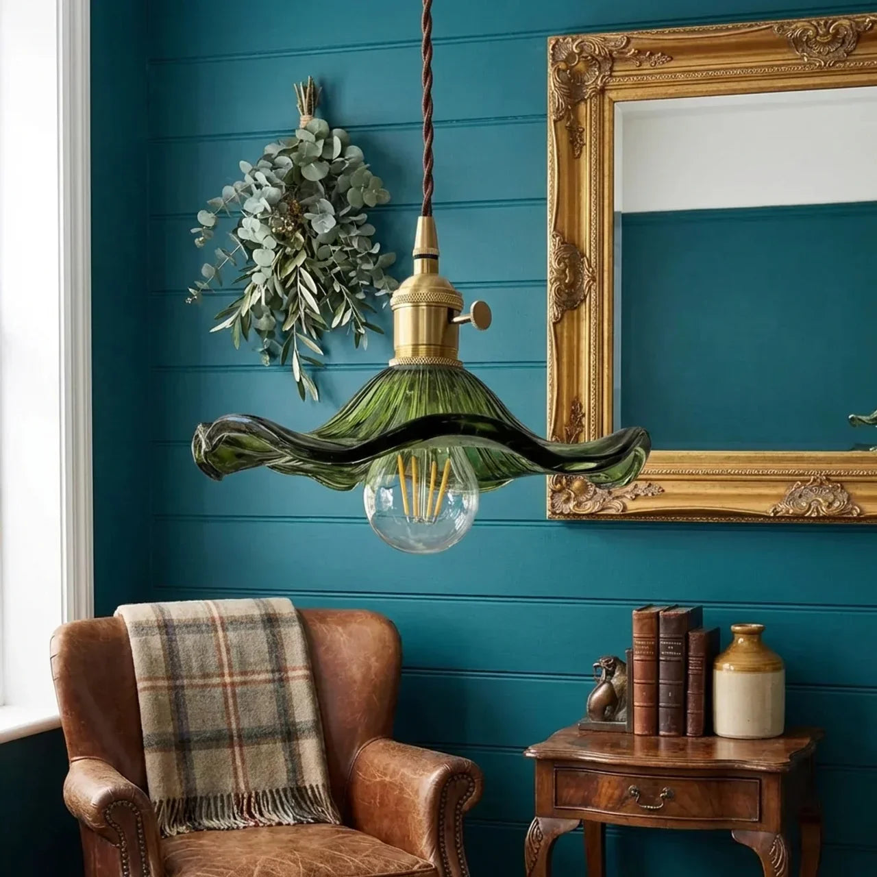 Art Deco bølget glasloftlampe til boligindretning | Rosalyssa