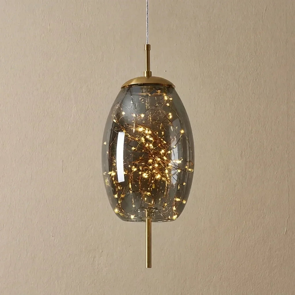 Glazen cilinder en ovale hanglamp voor aan het plafond | Rosalyssa