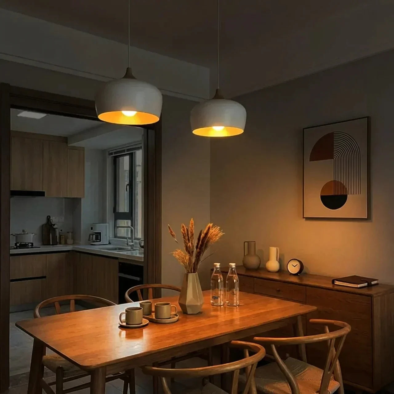 Pendant Light With Sculptural Shape Design In Metal And Wood | Rosalyssa