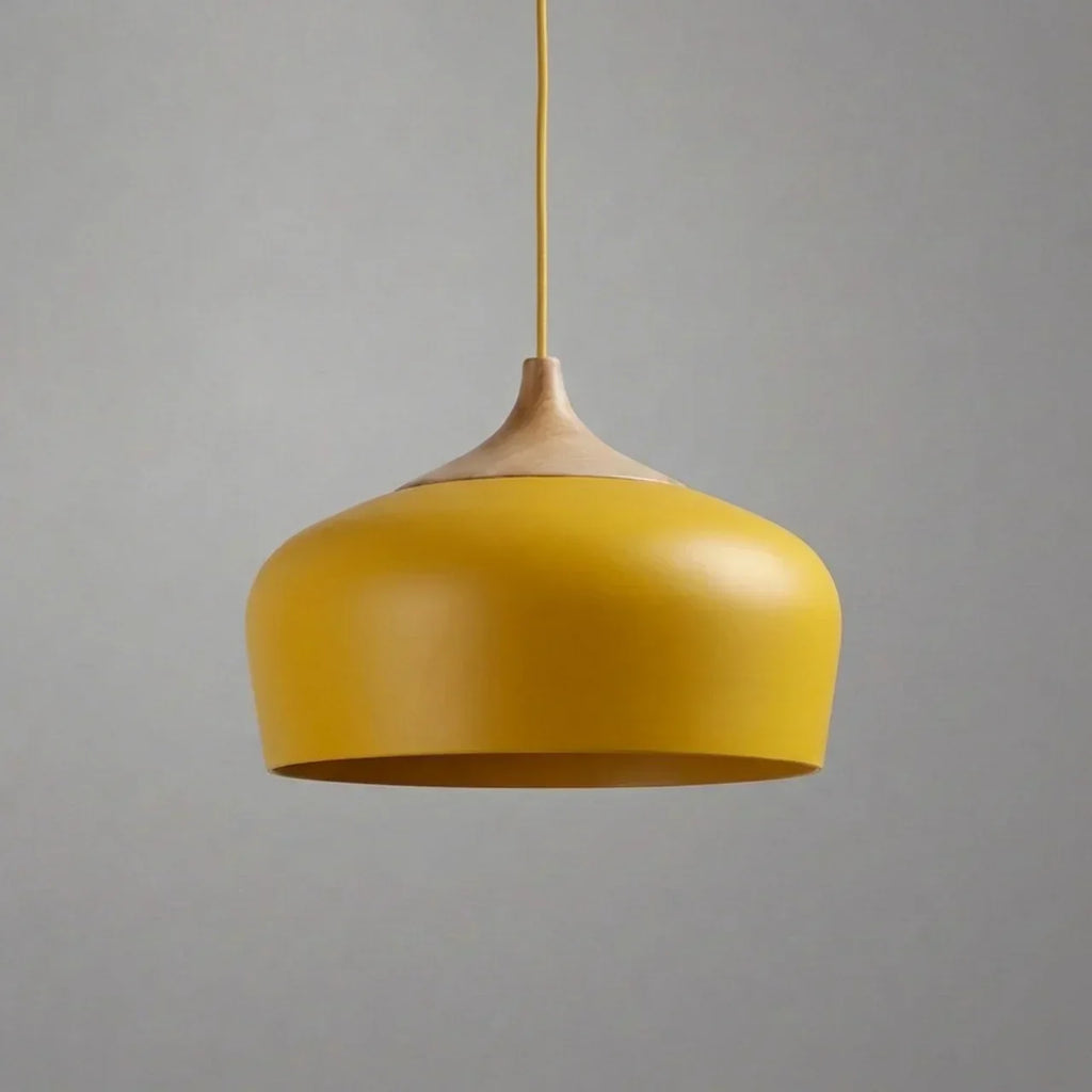 Pendant Light With Sculptural Shape Design In Metal And Wood | Rosalyssa