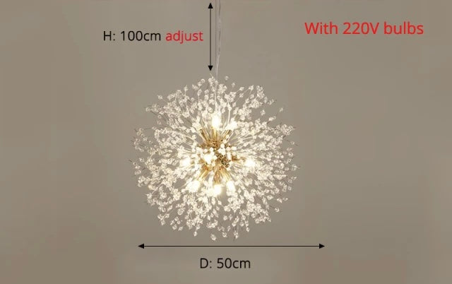 Dandelion Inspired Modern Pendant Light In Iron And Acrylic
