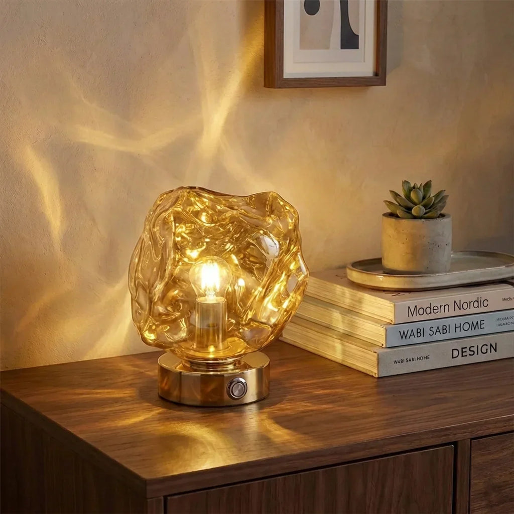 Organic Lava Glass Table Lamp For Interiors And Modern Decor | Rosalyssa