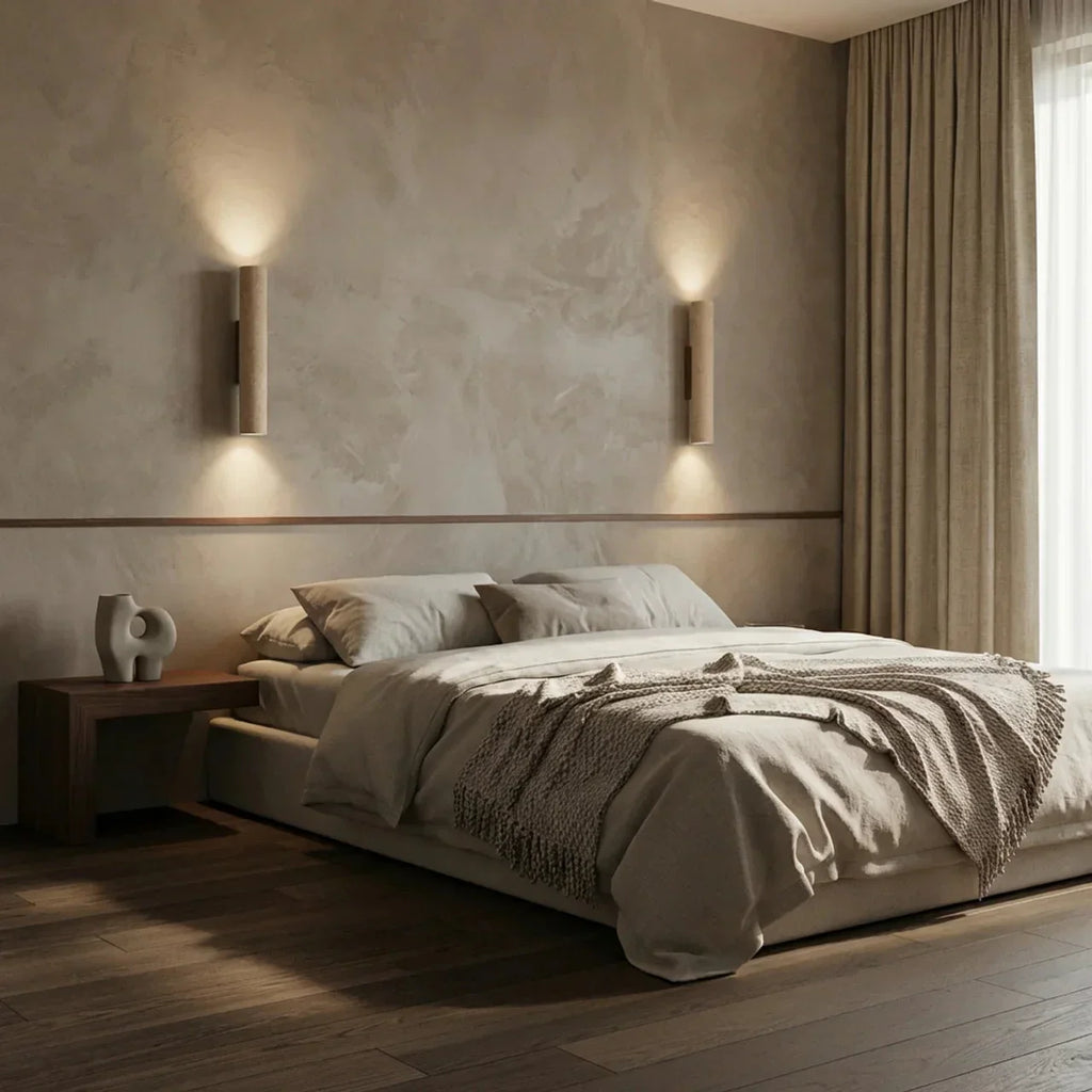 Travertine Vertical Wall Light With Up-Down LED For Indoor Use | Rosalyssa