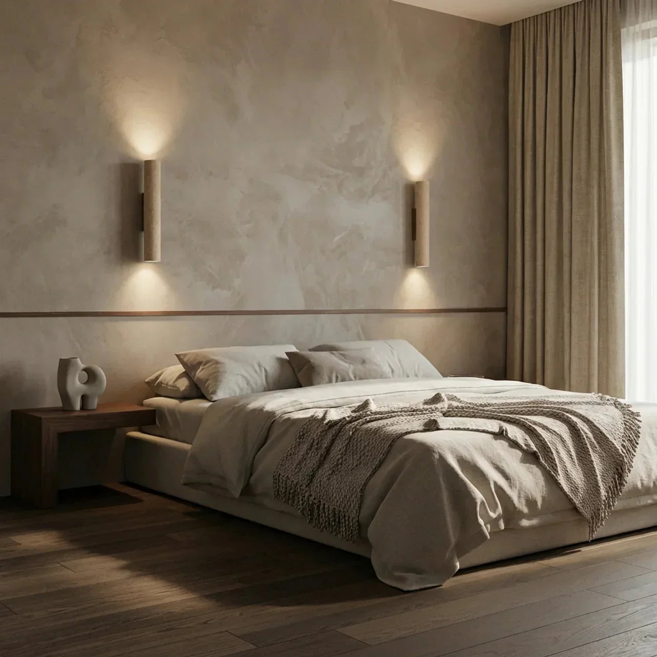 Travertine Vertical Wall Light With Up-Down LED For Indoor Use | Rosalyssa