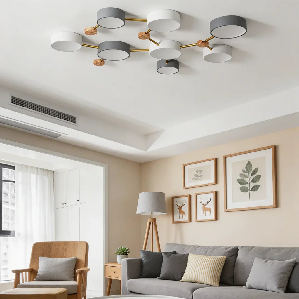 Infälld taklampa med integrerad LED i massivt trä och järn | Rosalyssa