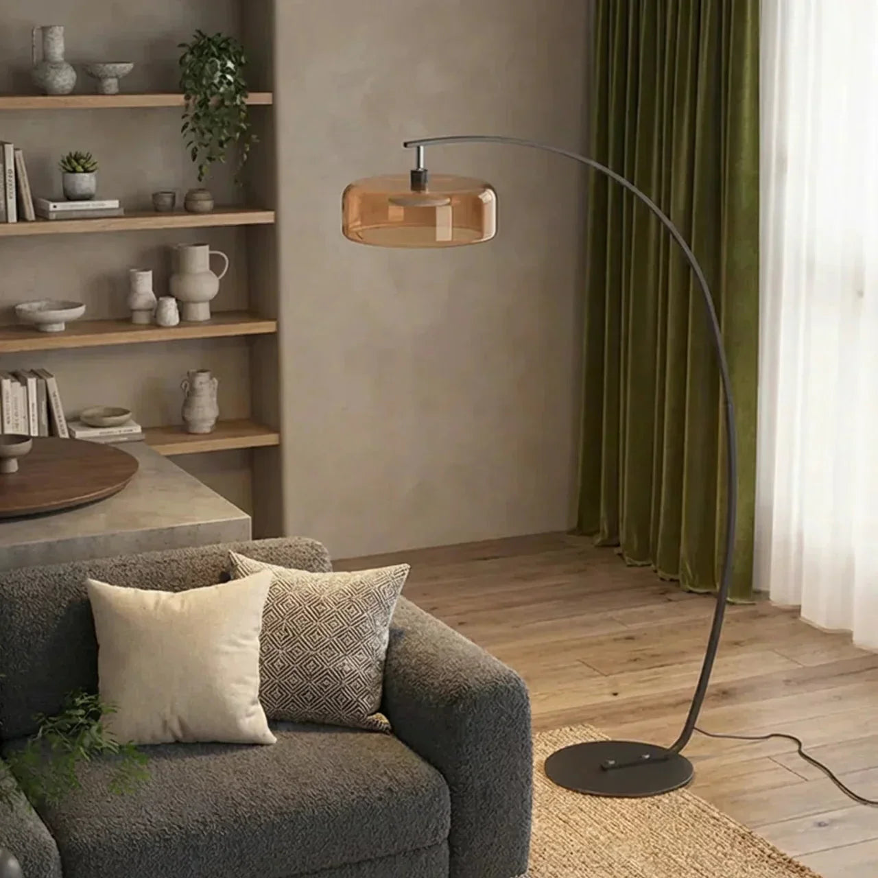 Arched Glass Floor Lamp For Modern Living Spaces And Ambience | Rosalyssa