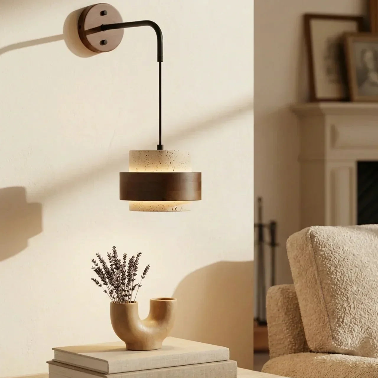 Travertin Væglampe med Cylindrisk Design Indendørs Armatur | Rosalyssa