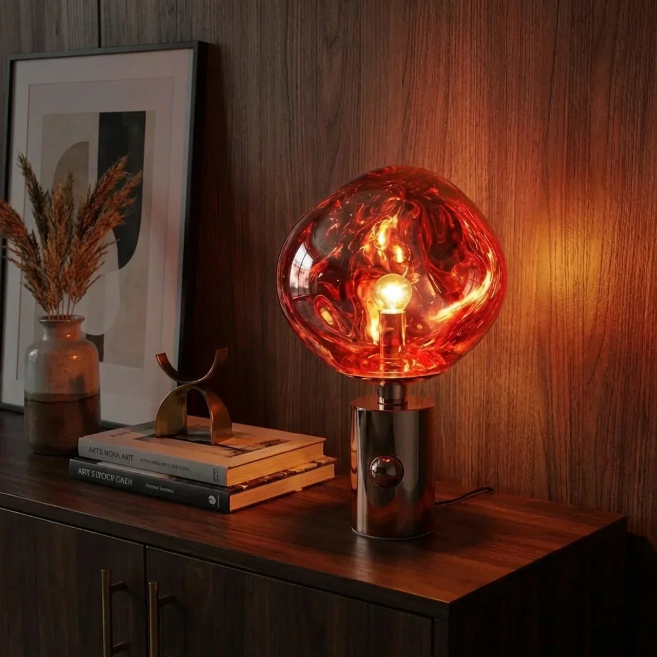 Melted Acrylic Table Lamp With Sculptural Molten Style Shade | Rosalyssa