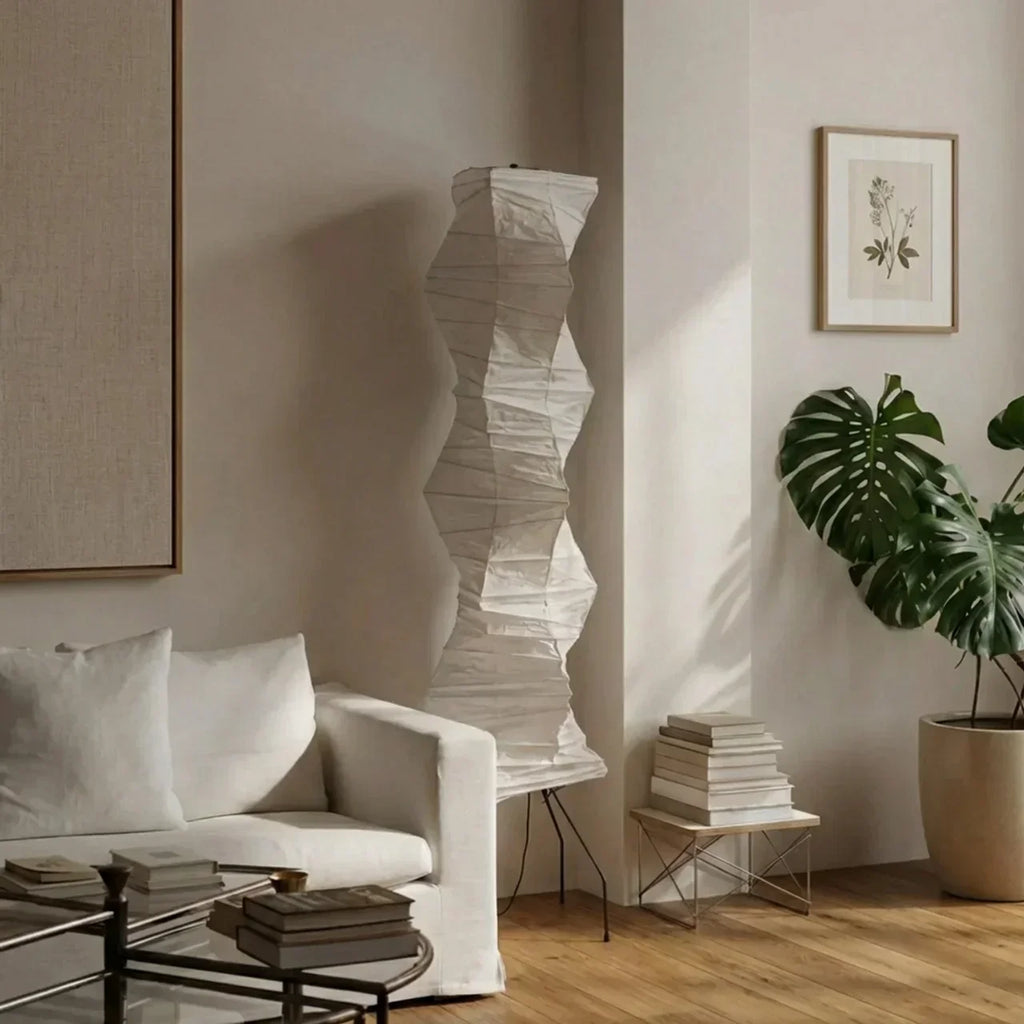 Rice Paper Floor Lamp With Sculptural Layered Shade Featuring Nimbus And Helix | Rosalyssa