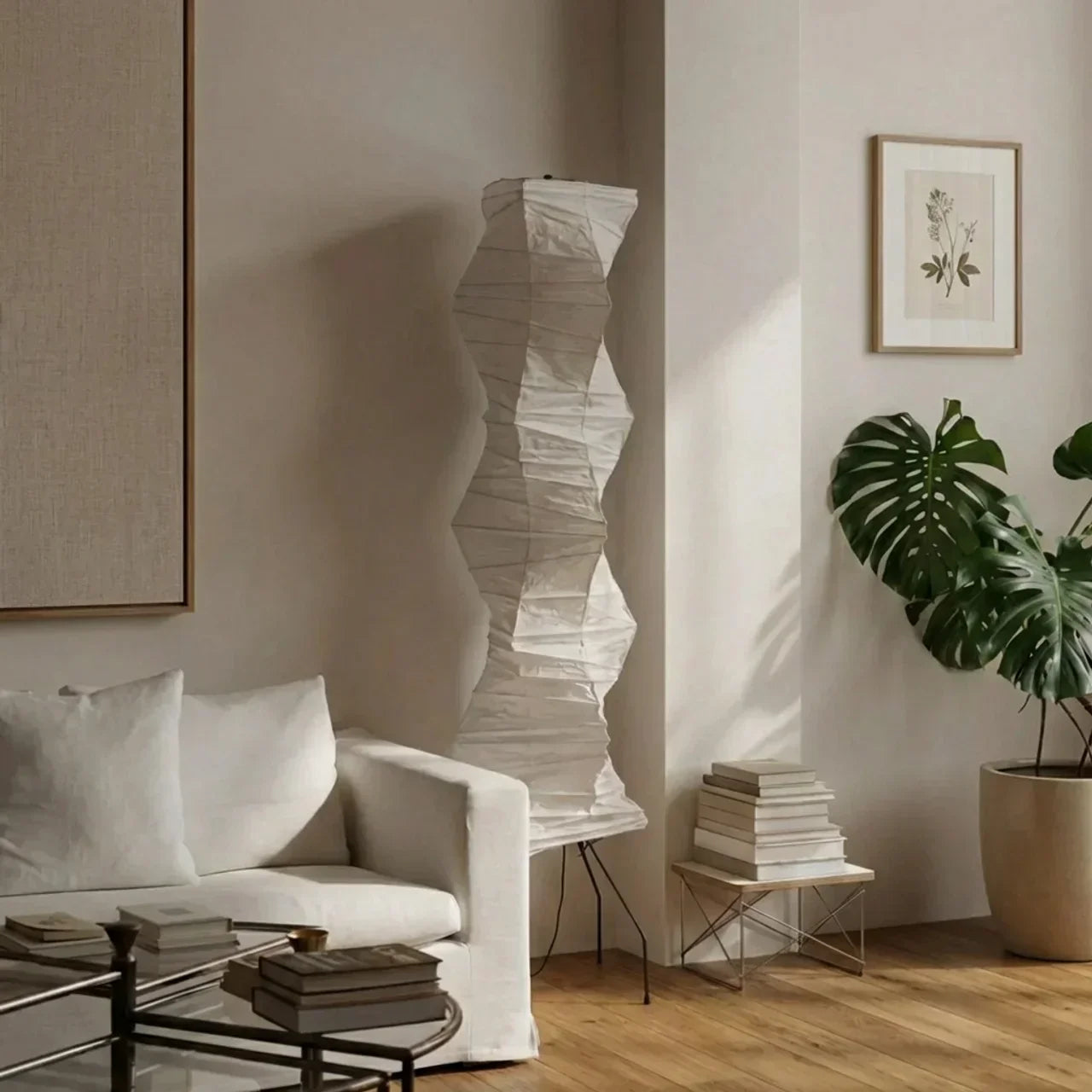 Rice Paper Floor Lamp With Sculptural Layered Shade Featuring Nimbus And Helix | Rosalyssa