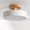 Træ Rund LED Design Semi-Flush Loftlampe | Rosalyssa
