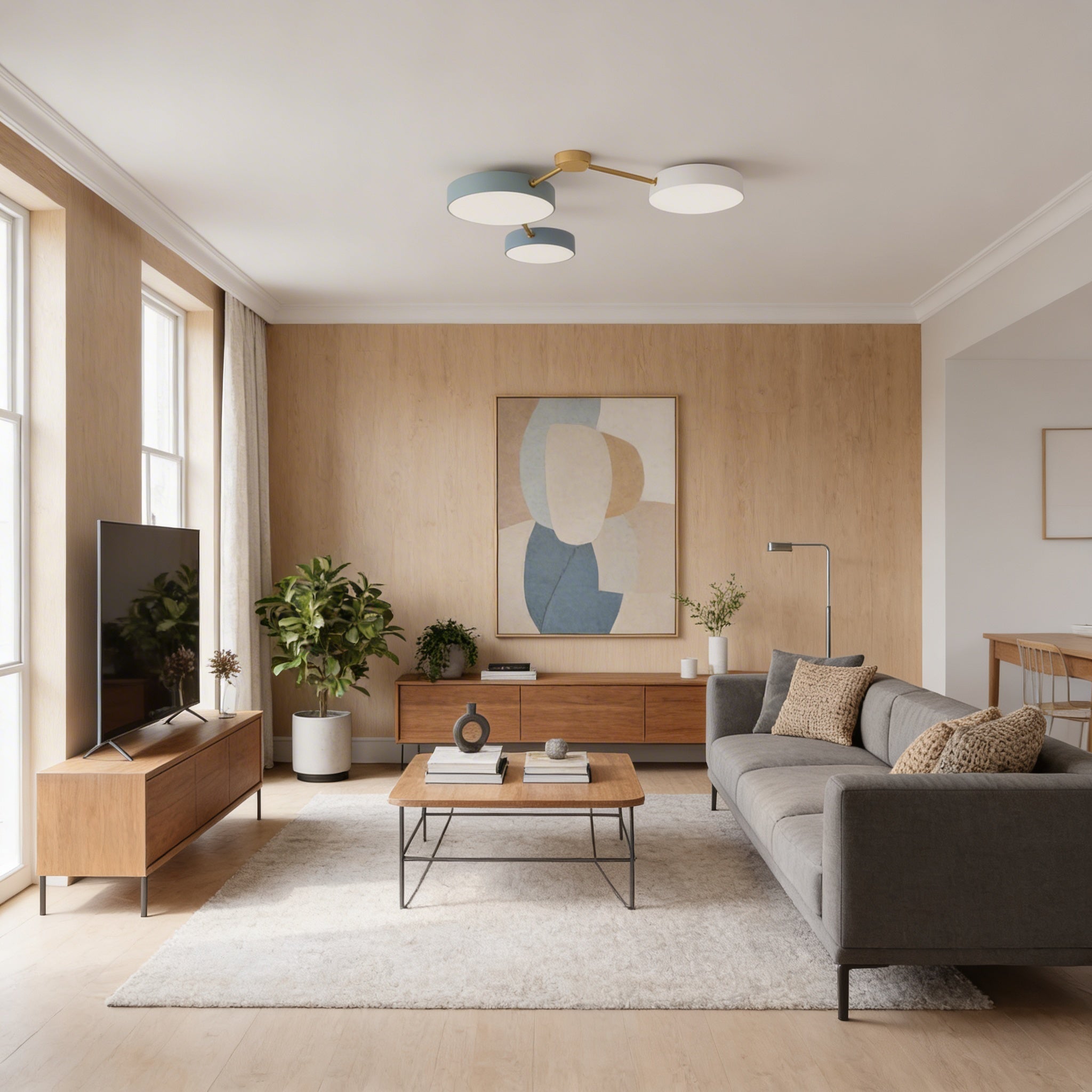 Infälld taklampa med integrerad LED i massivt trä och järn | Rosalyssa