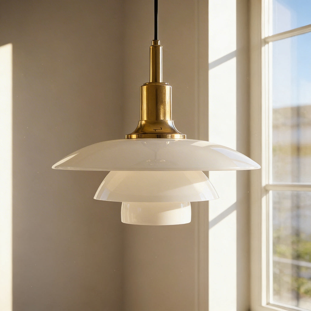 Compact Danish Layered Glass Pendant Light Fixture | Rosalyssa