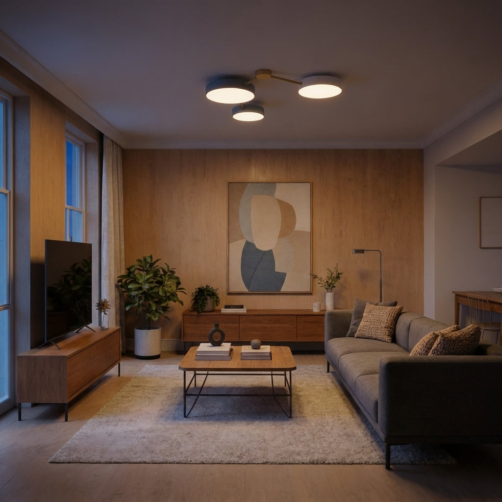 Infälld taklampa med integrerad LED i massivt trä och järn | Rosalyssa