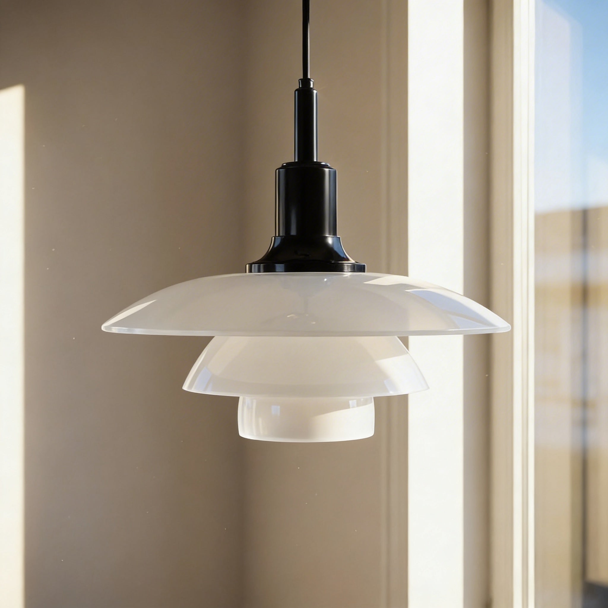 Compact Danish Layered Glass Pendant Light Fixture | Rosalyssa